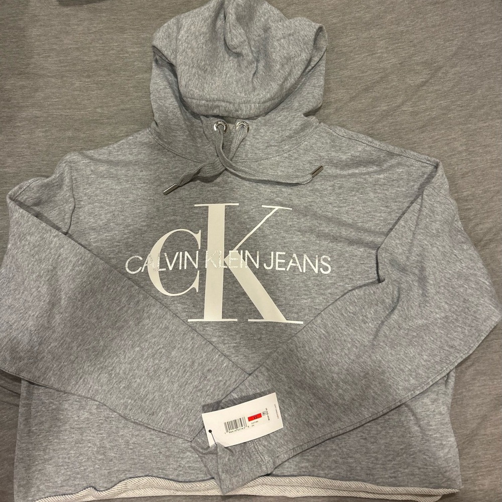 CALVIN KLEIN WOMEN’S SWEATER HODDIE, GRAY, XS
